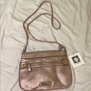 Anne Klein metallic pink purse